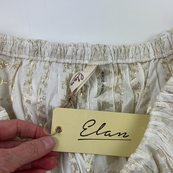 NWT Elan Women's Cropped Milkmaid Peasant Off the Shoulder Babydoll Coquette Top - Picture 3 of 7